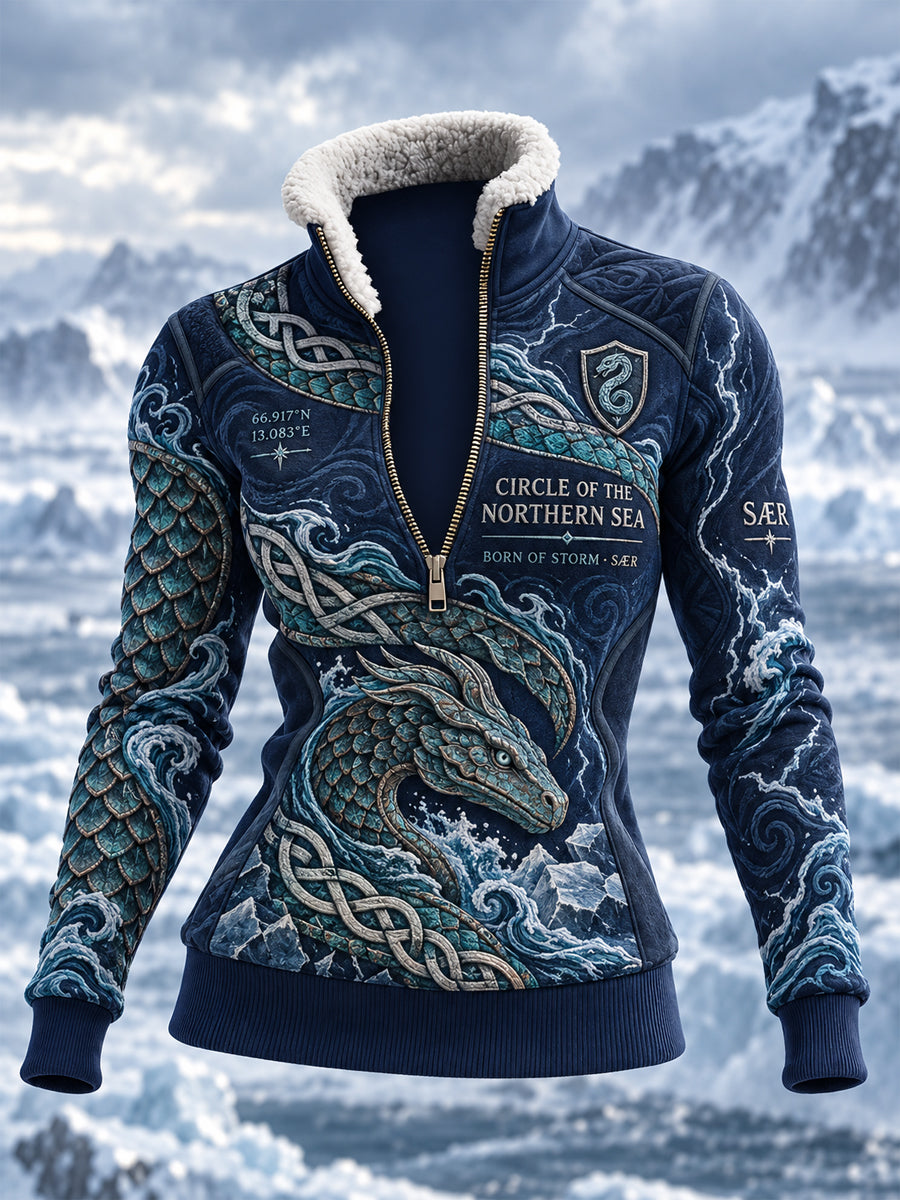 Naisten viikinkieläimet yhdistelmä fleece huppari