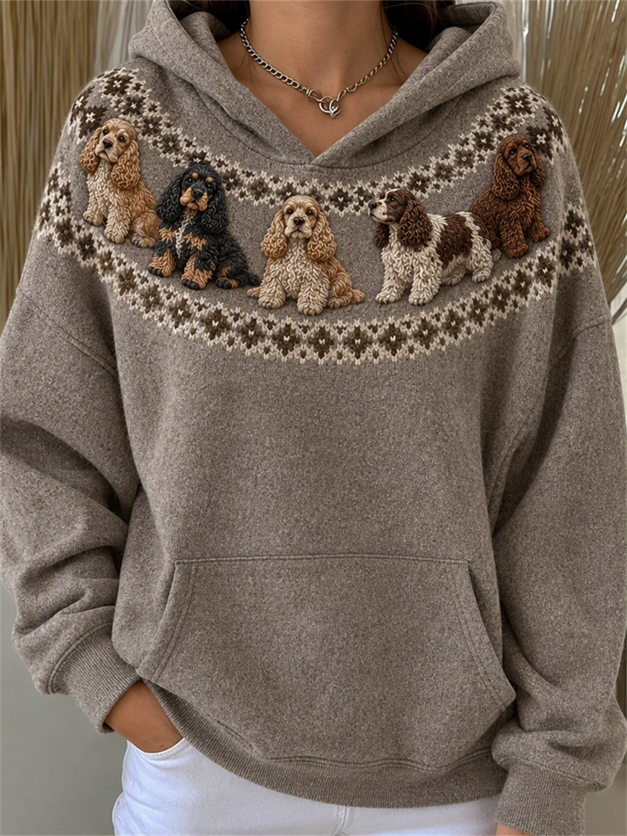 Naisten Cocker Spaniel -koirien Yoke Isle -painokuvioinen mukava huppari