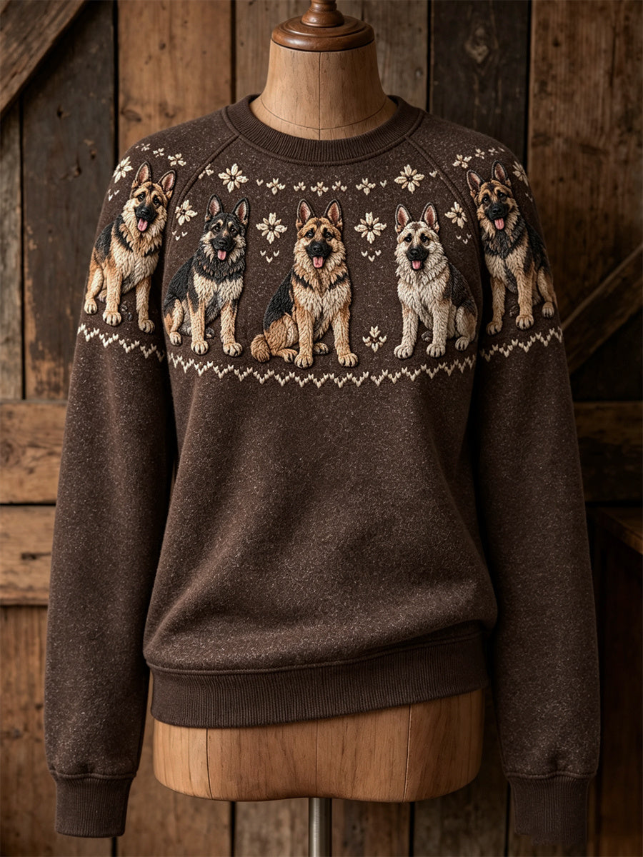 Naisten Vintage Saksanpaimenkoira koirat Yoke Isle Tulosta raglan hihassa puserot