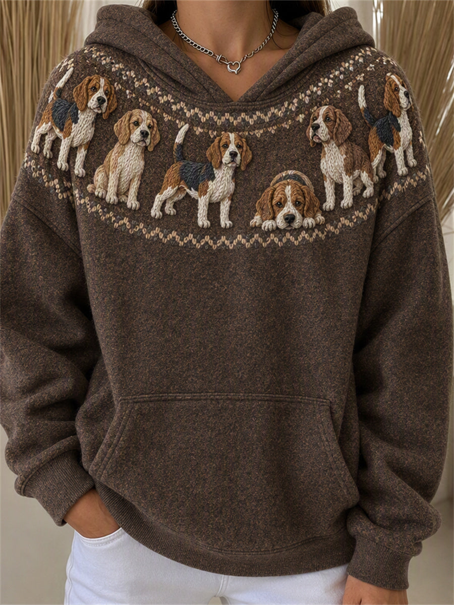 Naisten Vintage Beagle koirat Yoke Isle Print