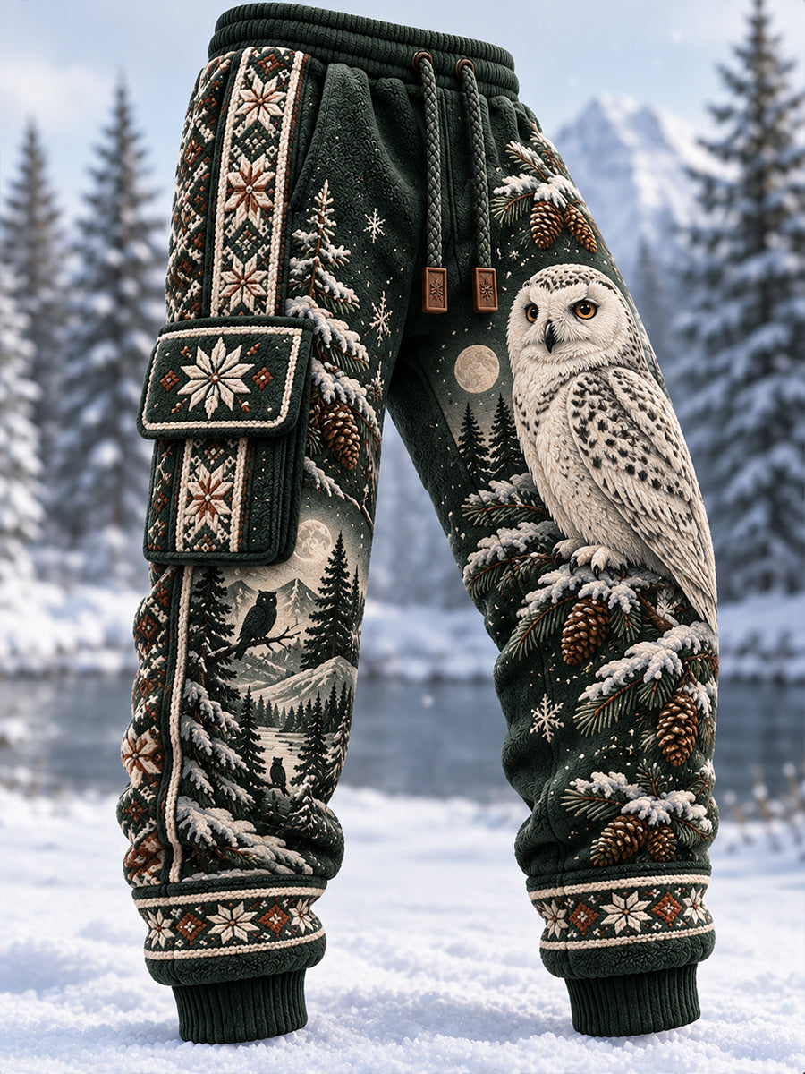 Miesten pohjoismainen metsän eläinten tyyli Print Casual Sweathousut housut Pöksyt