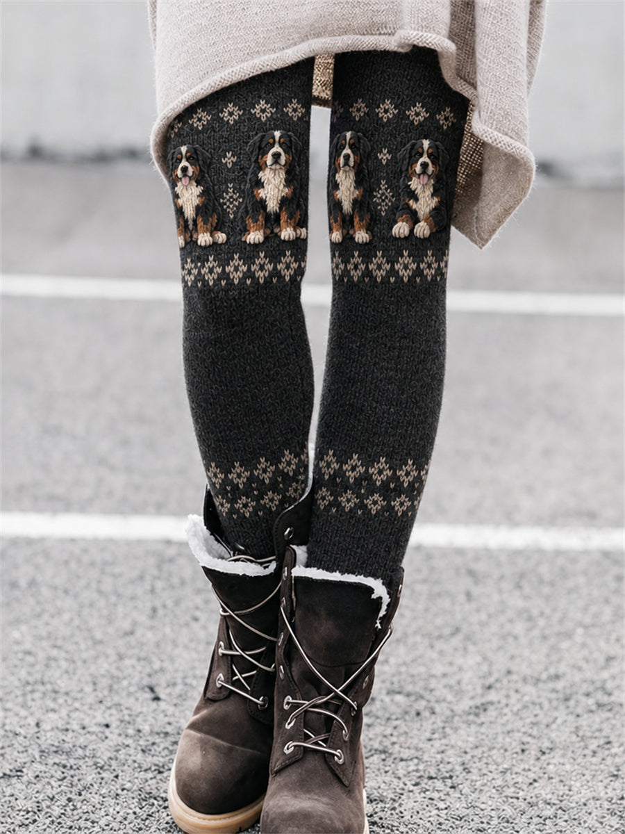 Naisten Vintage Bernese Mountain Dogs Isle Print Cozy Leggings