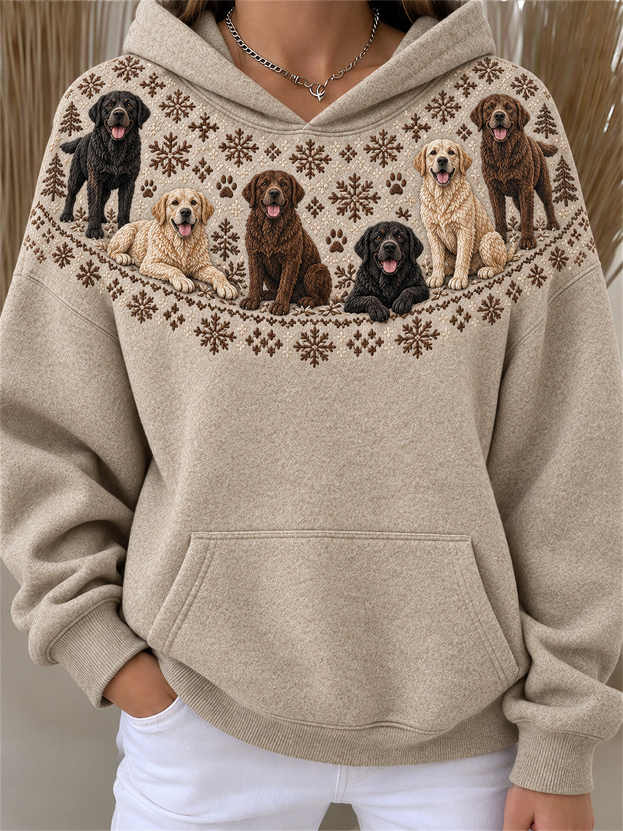 Naisten Vintage Labrador Retriever Yoke Isle Tulosta viihtyisä huppari