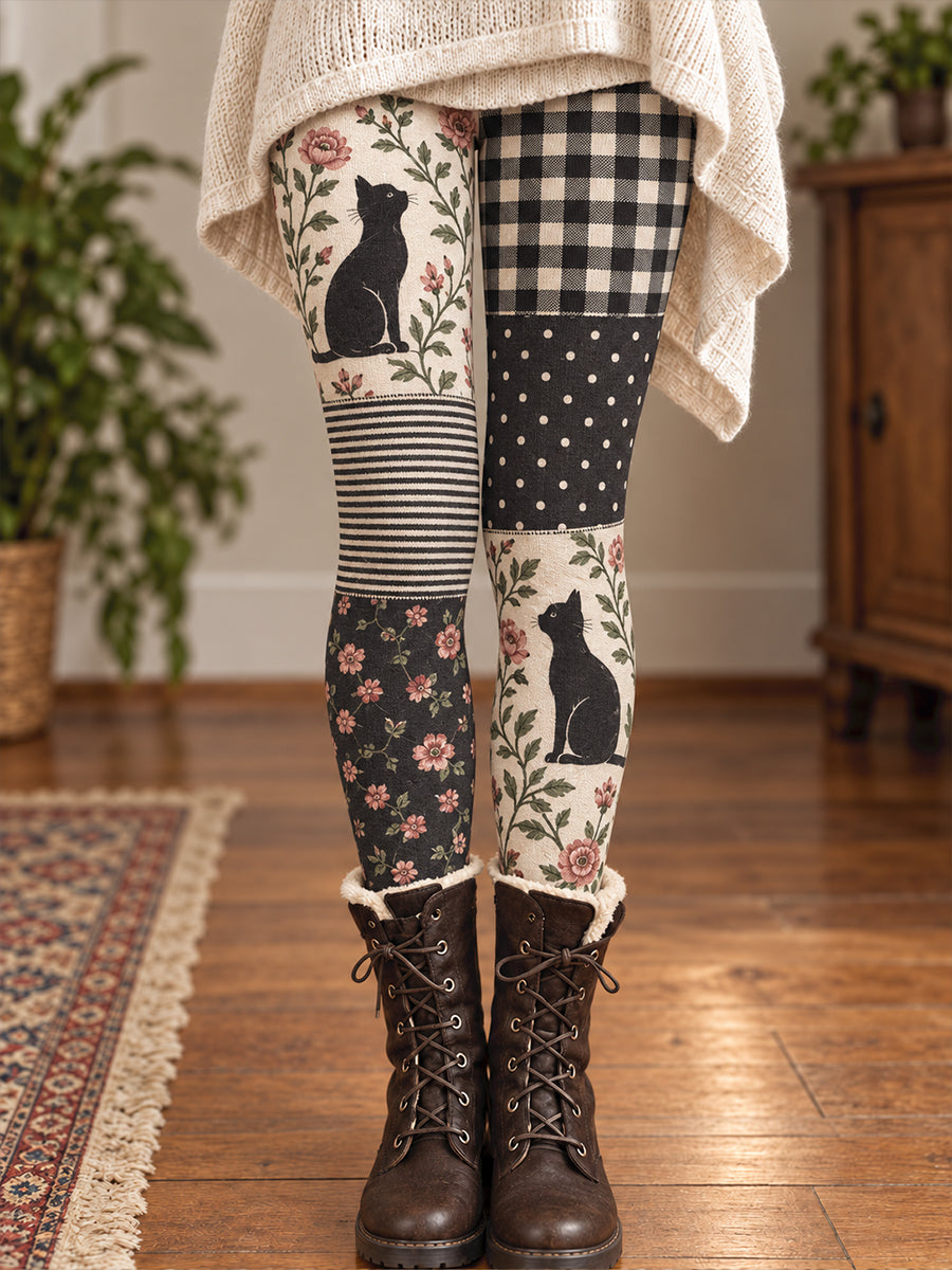 Naisten syksy/talvi Kukkakukka taide Painettu Leggings