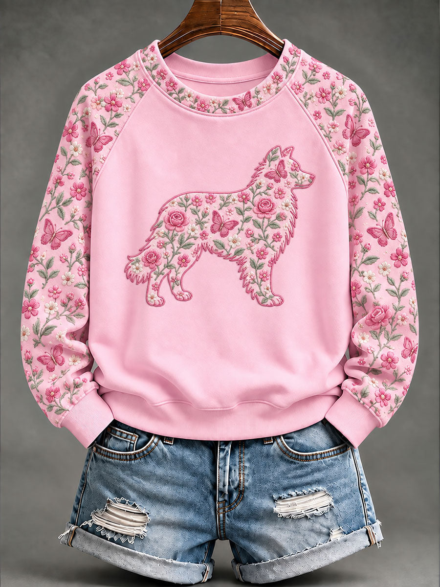 Naisten rintasyöpä lammaskoira Kukka Tulosta Sattuva Sweatshirt