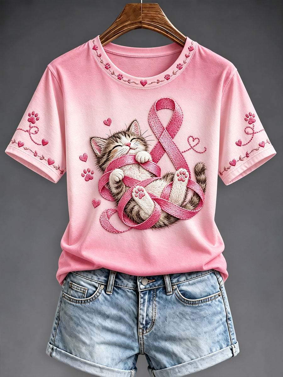 Naisten rintasyöpä tietoisuus Pink Art Print T-paita