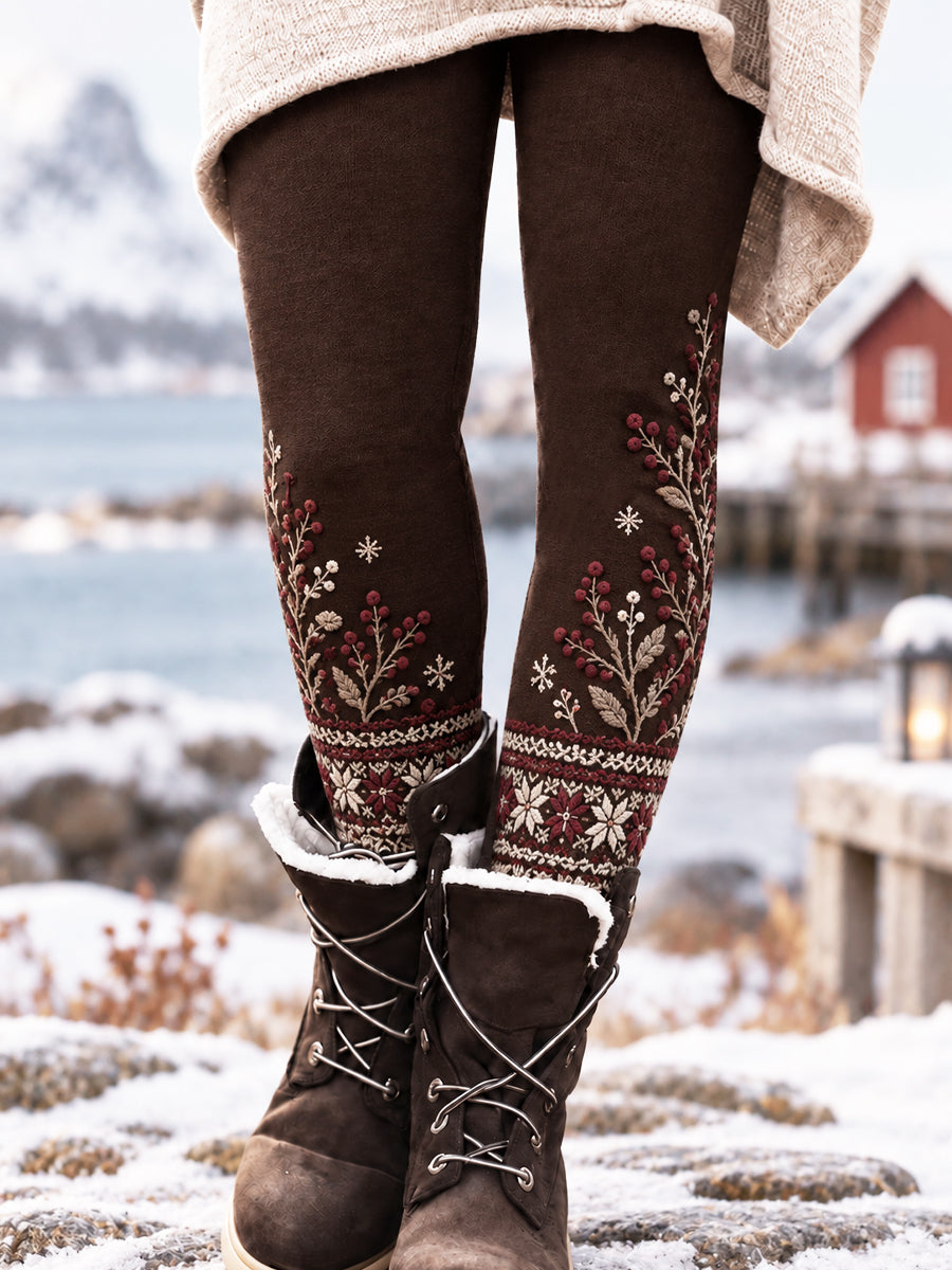 Naisten retro pohjoismainen maalaistyylinen klassinen leggingseti