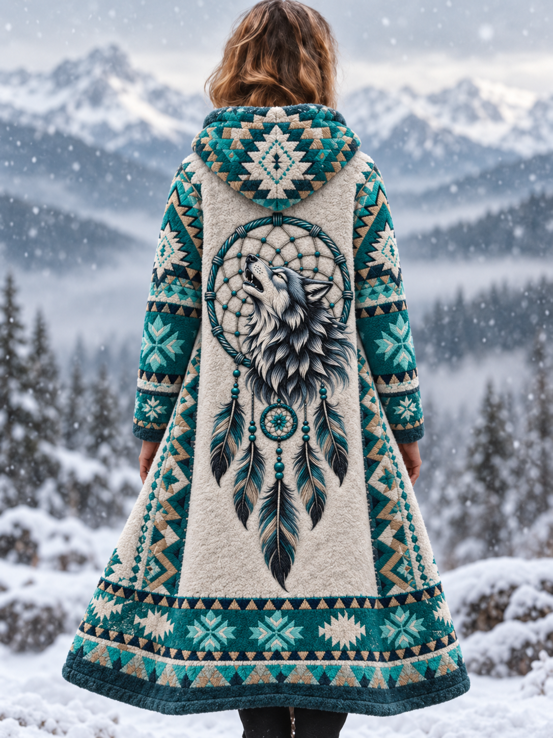 Naisten Vintage Viking eläin Aztec tyyli Flannel takki