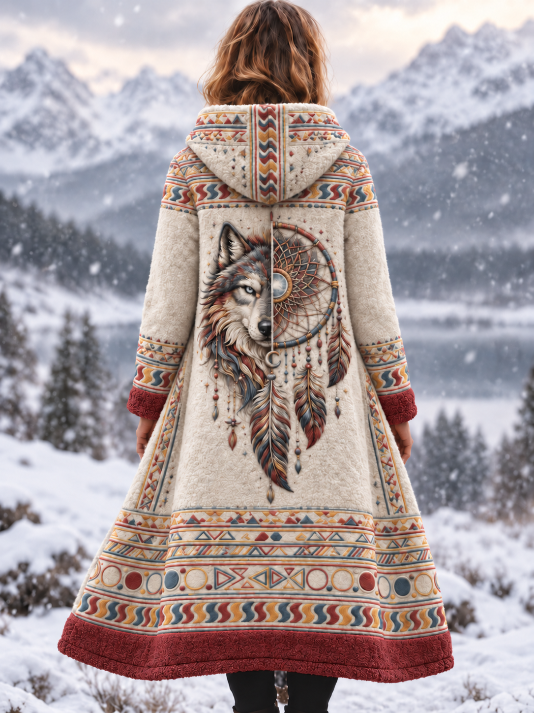 Naisten vintage viikinkieläin-azteekkityylinen flanellitakki