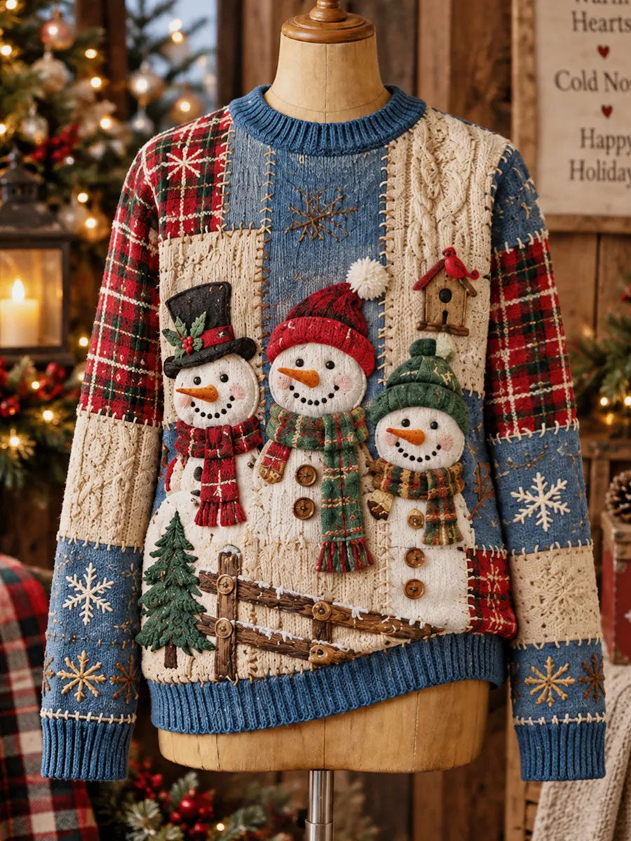 Naisten joulu lumimies Print Sweater: