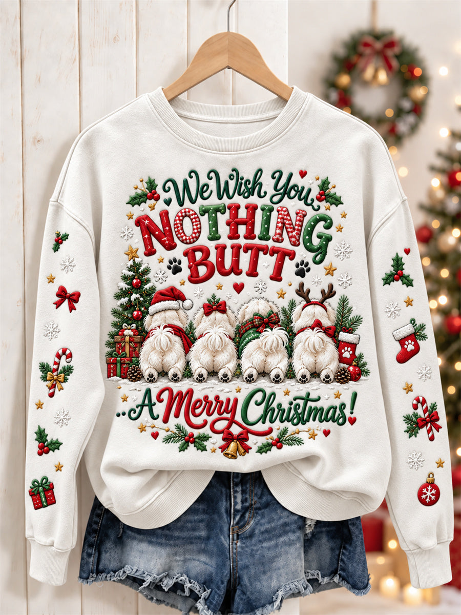 Naisten Me toivomme sinulle mitään Pet Hyvää joulua Maltan koirat Tulosta Sweatshirt