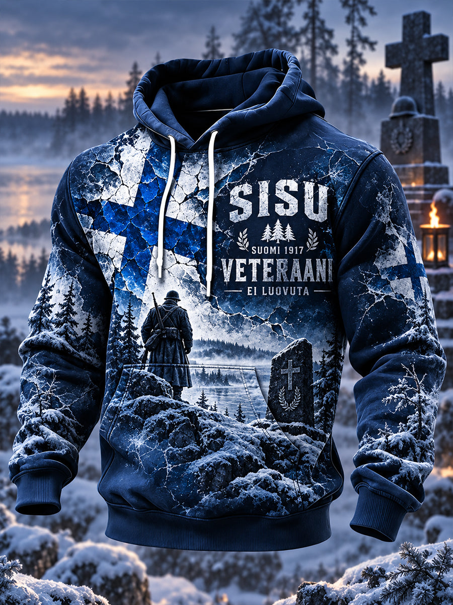 Miesten veteraanit Sisu -kuvioinen huppari