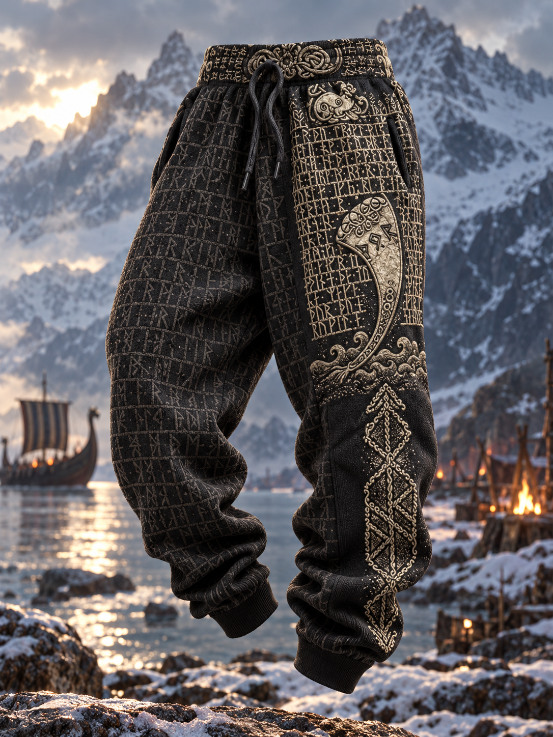 Miesten Retro Viking Vegvisir housut