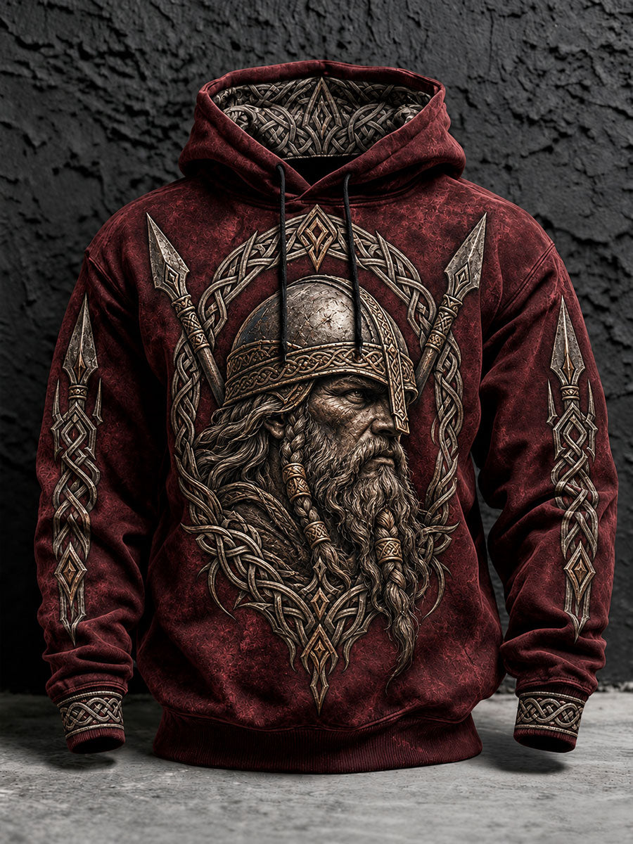 Miesten Viking Warrior Print Hoodies