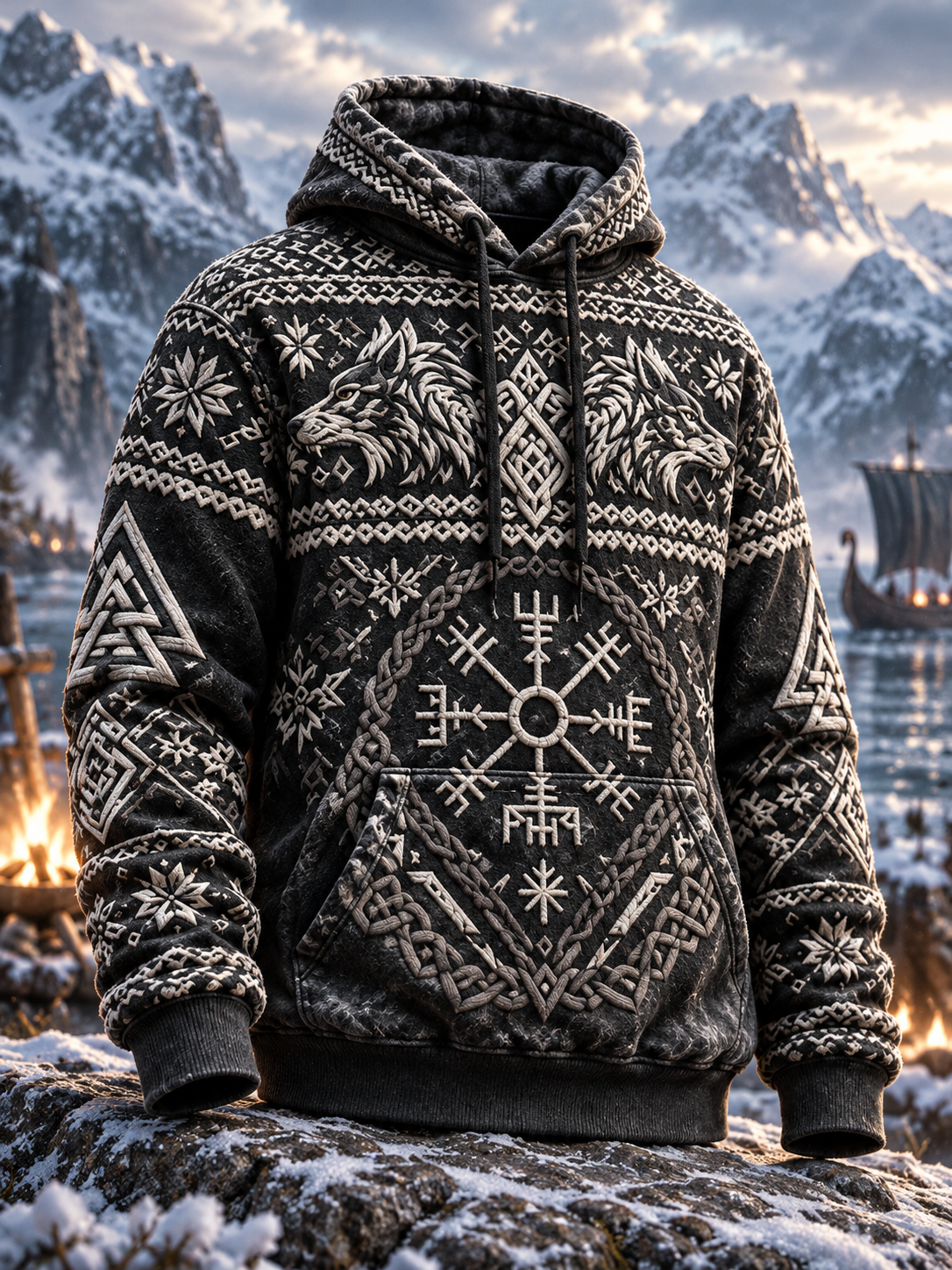 Miesten vegvisir Norse riimu pohjoismainen susi huuhu