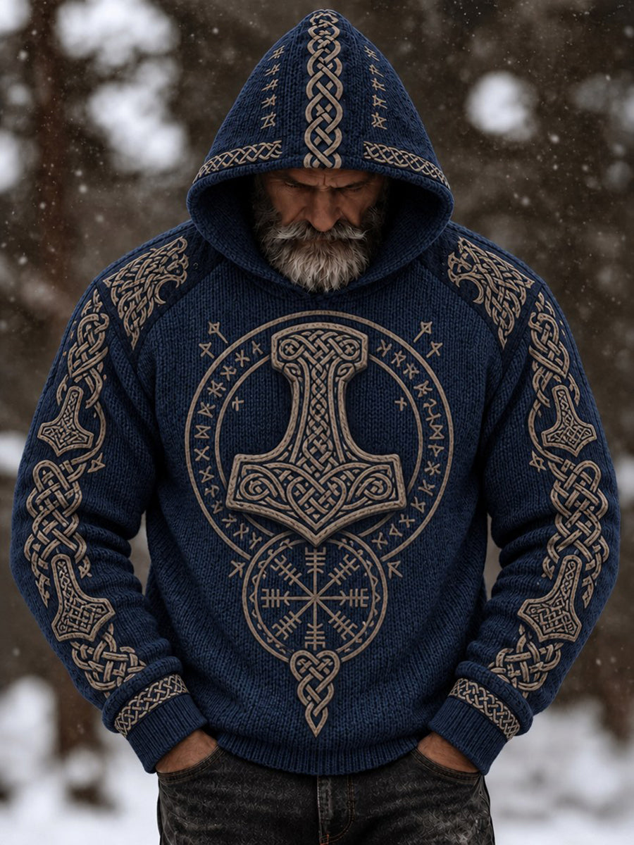 Miesten Vintage Viking Celtic Solmu Tulosta Cozy Hoodie Print