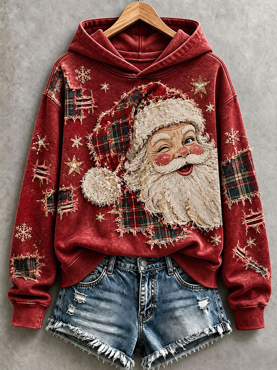 Naisten Santa Patchwork Art Hoodie