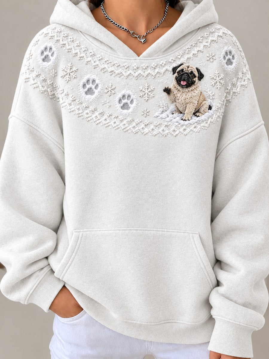 Naisten luminen talvipug koira Snow Yoke Isle Print Huppari
