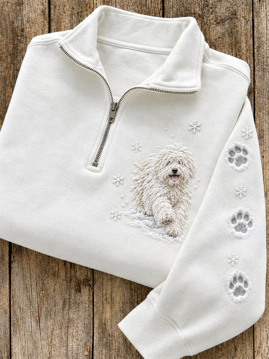 Naisten luminen talvi Komondor koira lumitulos Zip up Sweatshirt