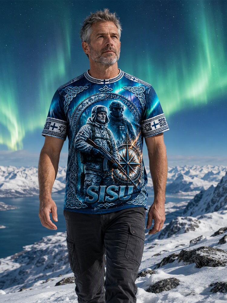 Miesten suomalainen Veteran 'Sisu' Tulosta Casual ShortSleeved T-paita