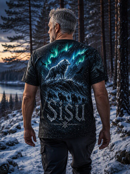 Miesten suomalainen veteraani Sisu Element -taidetulostus T-paita
