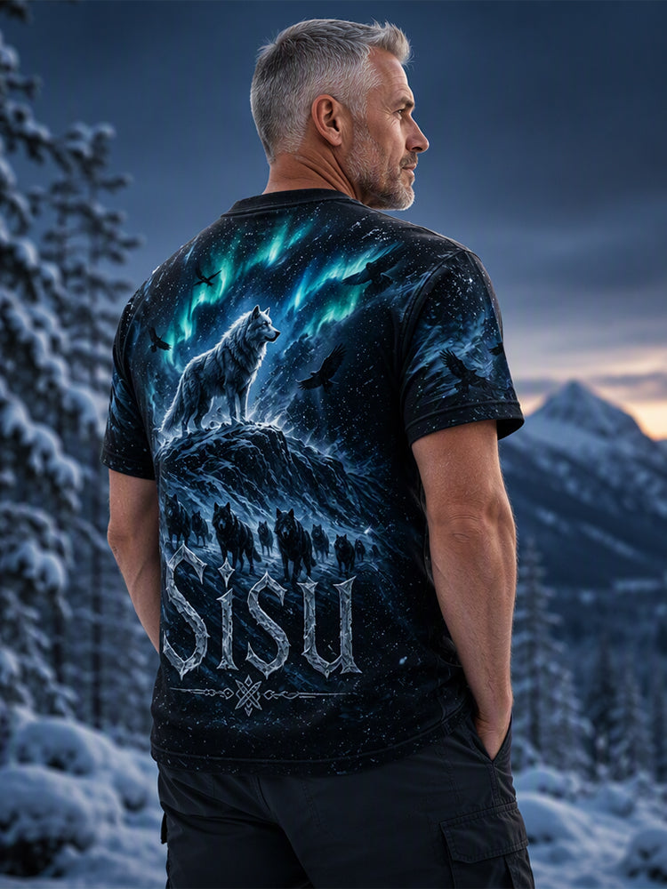 Miesten suomalainen veteraani Sisu Element -taidetulostus T-paita
