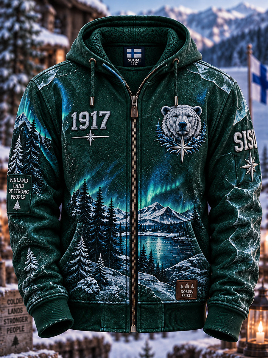 Miesten Retro Suomen itsenäisyyspäivä vetoketjuhuppari huuhu