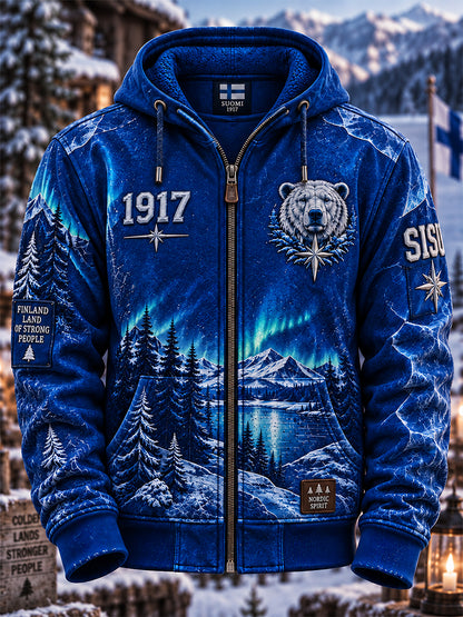 Miesten Retro Suomen itsenäisyyspäivä vetoketjuhuppari huuhu
