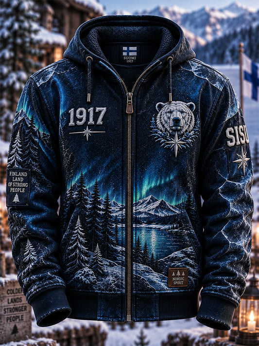 Miesten Retro Suomen itsenäisyyspäivä vetoketjuhuppari huuhu