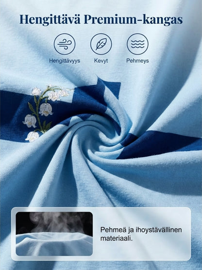 Naisten juhannusfestivaali -painokuvio, rento lyhythihainen t-paita