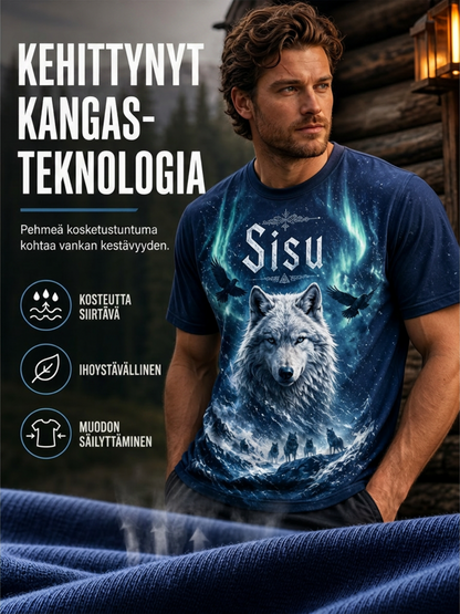 Miesten suomalainen veteraani Sisu Element -taidetulostus T-paita