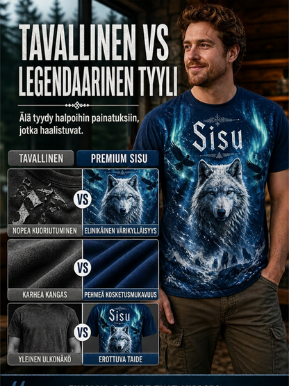 Miesten suomalainen veteraani Sisu Element -taidetulostus T-paita