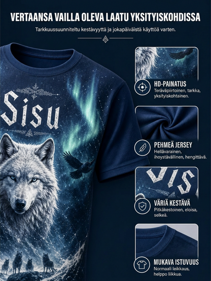 Miesten suomalainen veteraani Sisu Element -taidetulostus T-paita