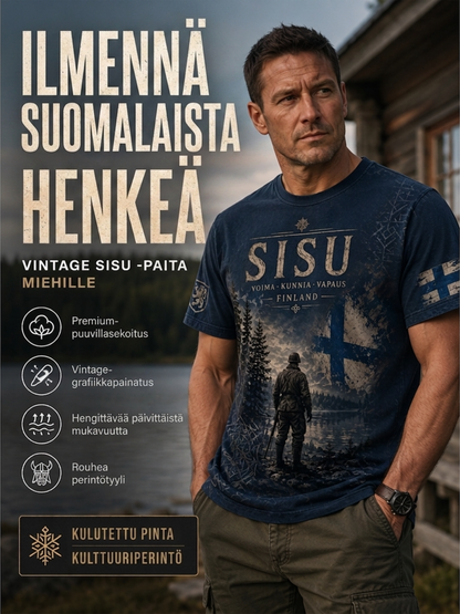 Miesten Sisu Isänmaallinen T-paita taiteellisella paikalla - Suomen veteraa