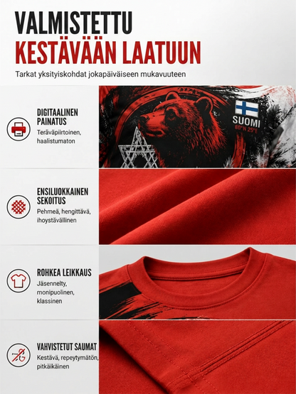 Miesten suomalainen veteraaniperintö -taidepainatus T-paita