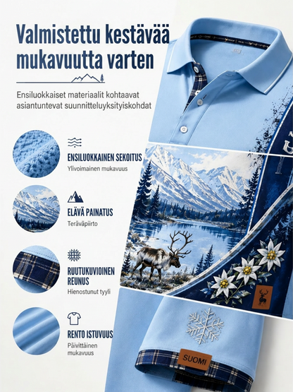 Miesten suomalainen arktinen poro Element Art Print Polo Print