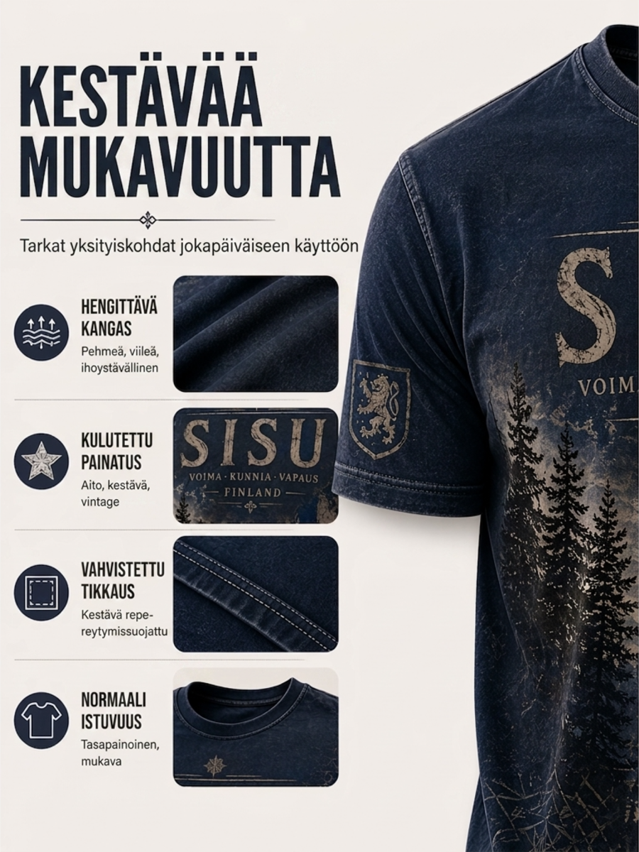 Miesten Sisu Isänmaallinen T-paita taiteellisella paikalla - Suomen veteraa