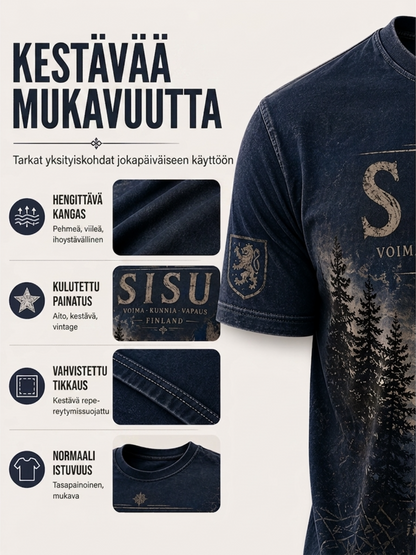 Miesten Sisu Isänmaallinen T-paita taiteellisella paikalla - Suomen veteraa