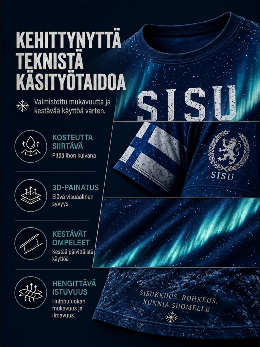 Miesten Sisu-isänmaallinen muistopaita taiteellisella painatuksella - Suomalainen veteraani