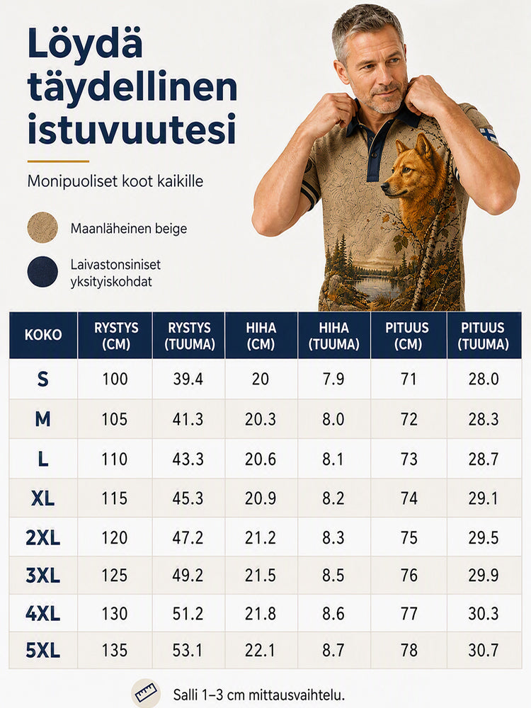 Retropainatuksella varustettu suomalainen taidetilkkutyylisen t-paidan vapaa-ajan polo-paita