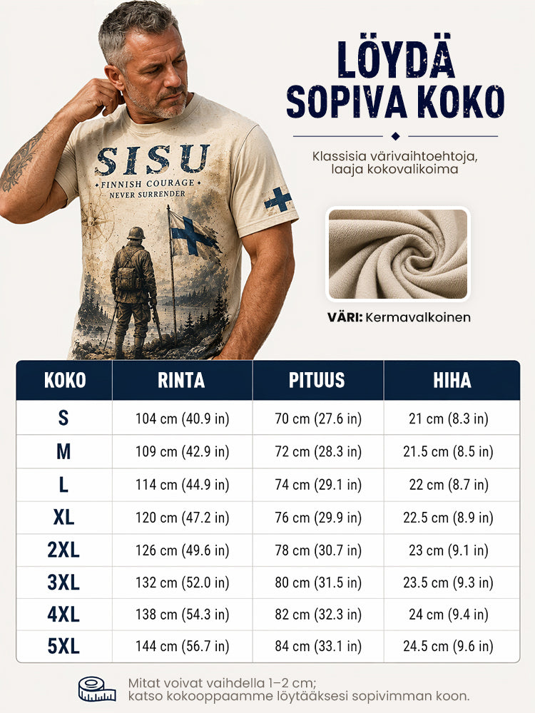 Miesten Sisu-isänmaallinen muistopaita taiteellisella painatuksella - Suomalainen veteraani
