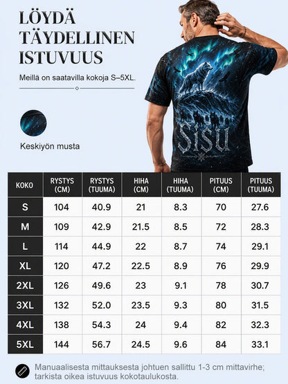 Miesten suomalainen veteraani Sisu Element -taidetulostus T-paita