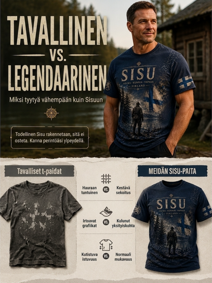 Miesten Sisu Isänmaallinen T-paita taiteellisella paikalla - Suomen veteraa