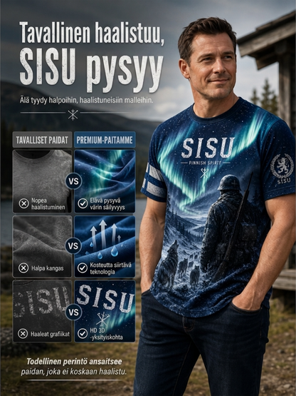 Miesten Sisu-isänmaallinen muistopaita taiteellisella painatuksella - Suomalainen veteraani