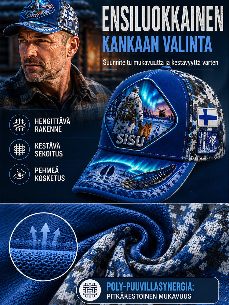 Unisex-villimyssy, jossa on vintage-henkinen suomalainen kuvitustaulu