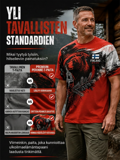 Miesten suomalainen veteraaniperintö -taidepainatus T-paita