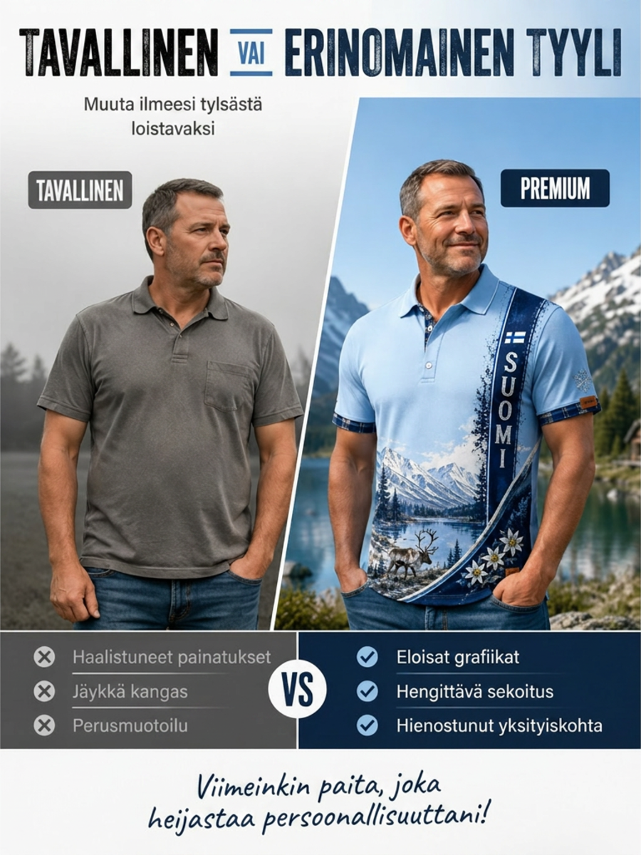 Miesten suomalainen arktinen poro Element Art Print Polo Print