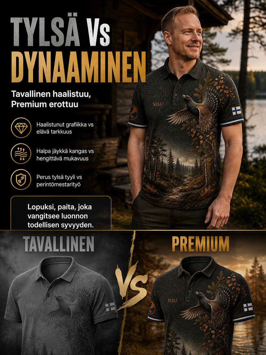 Retropainatuksella varustettu suomalainen taidetilkkutyylisen t-paidan vapaa-ajan polo-paita