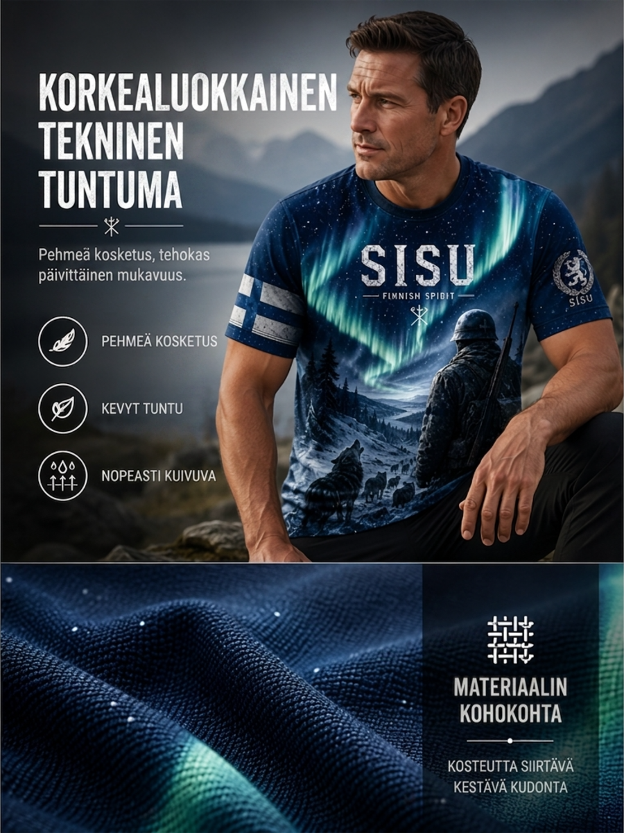 Miesten Sisu-isänmaallinen muistopaita taiteellisella painatuksella - Suomalainen veteraani