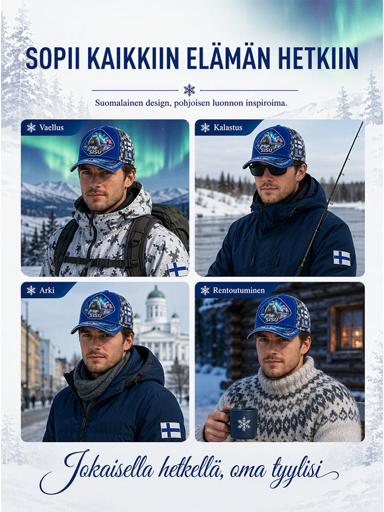 Unisex-villimyssy, jossa on vintage-henkinen suomalainen kuvitustaulu